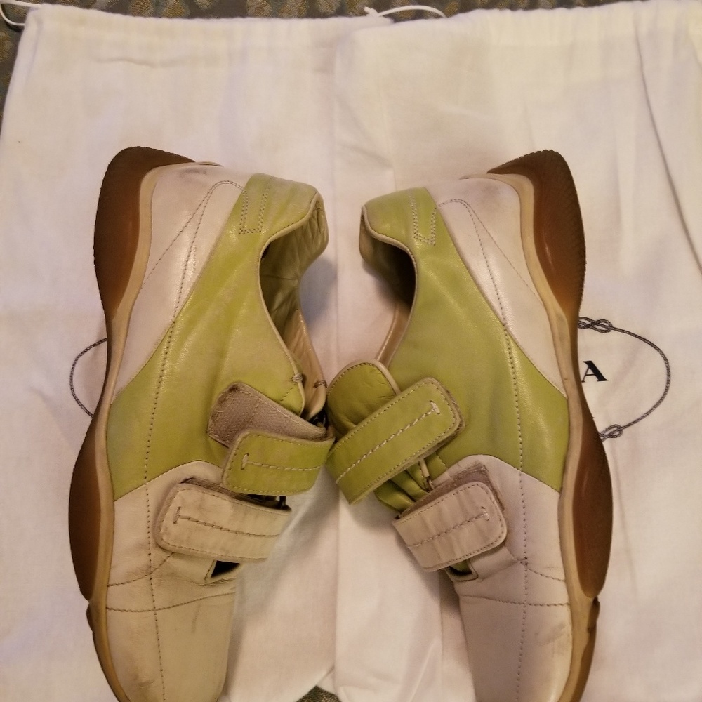 Prada Sneaker w/ Dust Cover. Sz 36.5  lime&creme - Picture 3 of 7